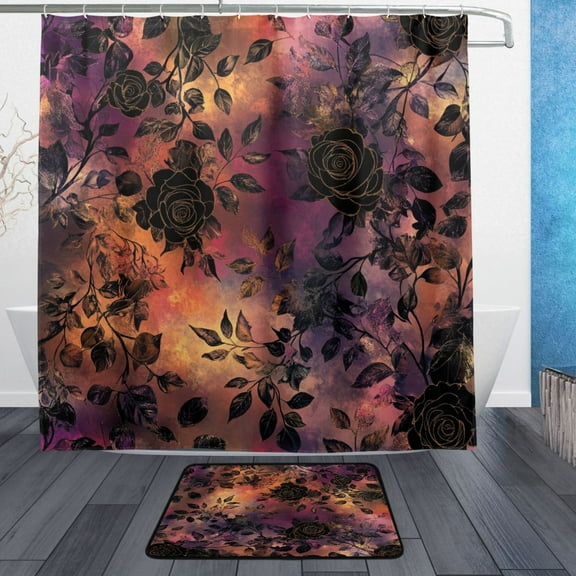 BZSMCE Shower Curtain and Bath Accessory Set,Mystical Blooms Pattern