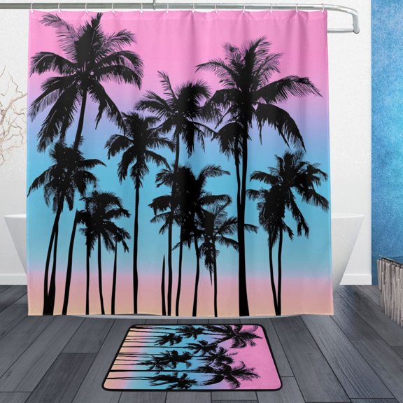 BZSMCE Shower Curtain and Bath Accessory Set,Pastel Paradise Pattern