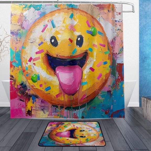 BZSMCE Shower Curtain and Bath Accessory Set,Sweet Delight Pattern