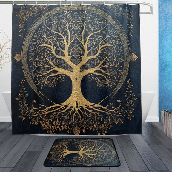 BZSMCE Shower Curtain and Bath Accessory Set,Tree Of Life Mandala Pattern