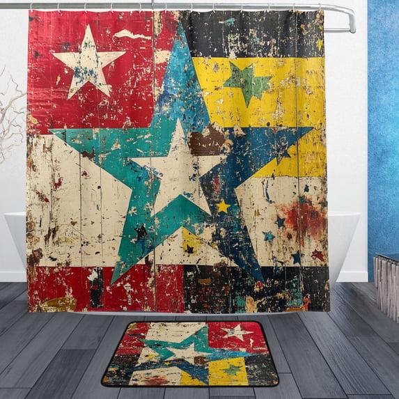 BZSMCE Shower Curtain and Bath Accessory Set,Vintage Patriotism Pattern