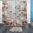 thumbnail image 1 of BZSMCE Shower Curtain and Bath Accessory Set,White Swans Pattern, 1 of 7