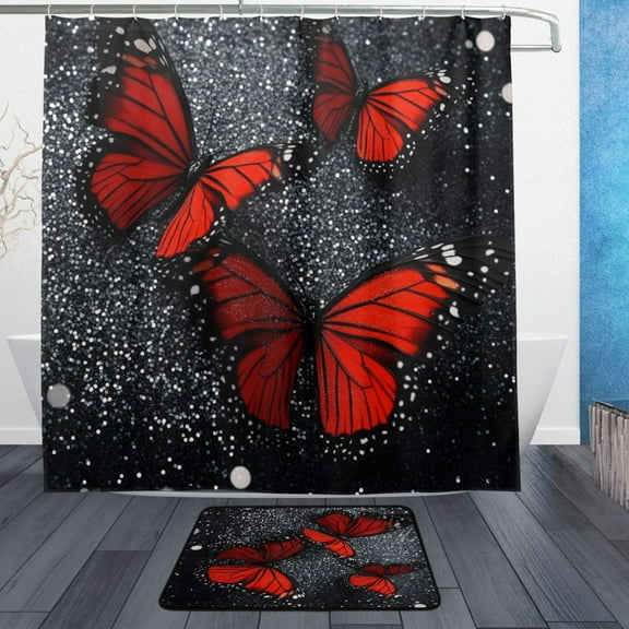 BZSMCE Shower Curtain and Bath Accessory Set,Wings Of Fire Pattern