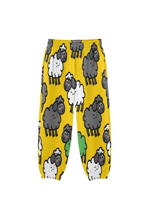 BZSMCE Silly Irish Cartoon Sheep Print Elastic Waist Jogger Pants Lightweight Wind Resistant Casual Athletic Trousers with Cuffed Ankles & Side Pockets