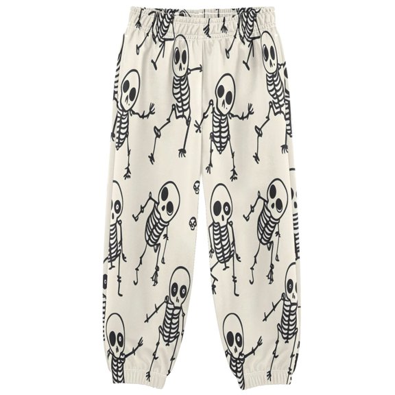 BZSMCE Skeleton Print Elastic Waist Jogger Pants Lightweight Wind Resistant Casual Athletic Trousers with Cuffed Ankles & Side Pockets