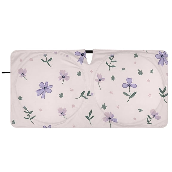 BZSMCE Small Florals Purple Bows Pattern Shade Foldable UV Protection for Car SUV Truck 59" x 30"/62" x 32"
