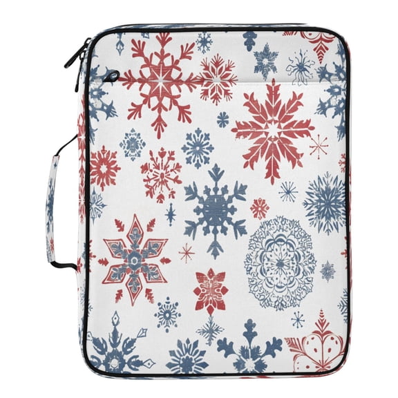 BZSMCE Snowflakes Blue Red Retro Texture Pattern Pattern Water-Resistant Filing Folder Binder Organizer Keeper 1.2 Inch 3-Ring 7-Pocket Expanding File