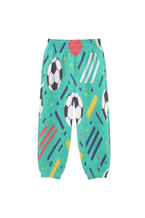BZSMCE Soccer Balls Geometric Shapes Pattern Print Elastic Waist Jogger Pants Lightweight Wind Resistant Casual Athletic Trousers with Cuffed Ankles & Side Pockets