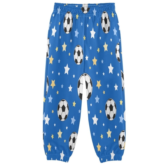 BZSMCE Soccer Star Print Elastic Waist Jogger Pants Lightweight Wind Resistant Casual Athletic Trousers with Cuffed Ankles & Side Pockets