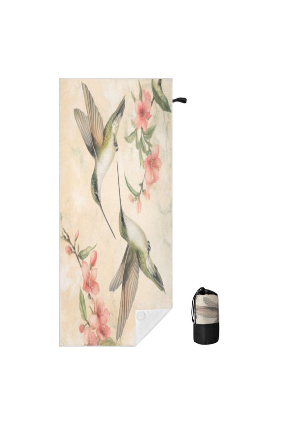 Soft Blossoms & Buzz For Beach Towel with Wind-Resistant Magnetic Corners And Mesh Carry Bag