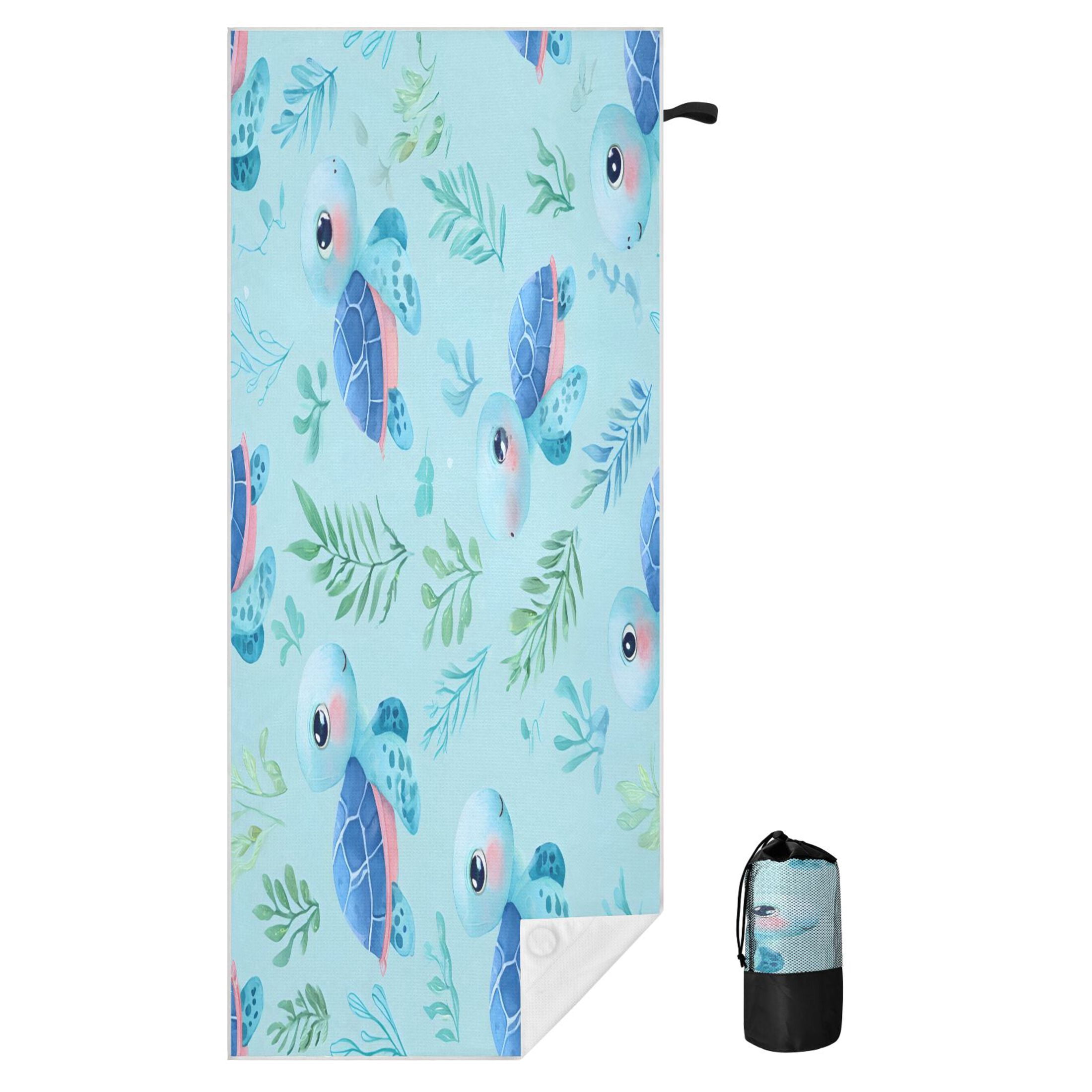 BZSMCE Soft Cartoon Blue Turtle For Beach Towel with Wind-Resistant ...