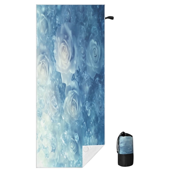 BZSMCE Soft Dreamy White Roses For Beach Towel with Wind-Resistant ...