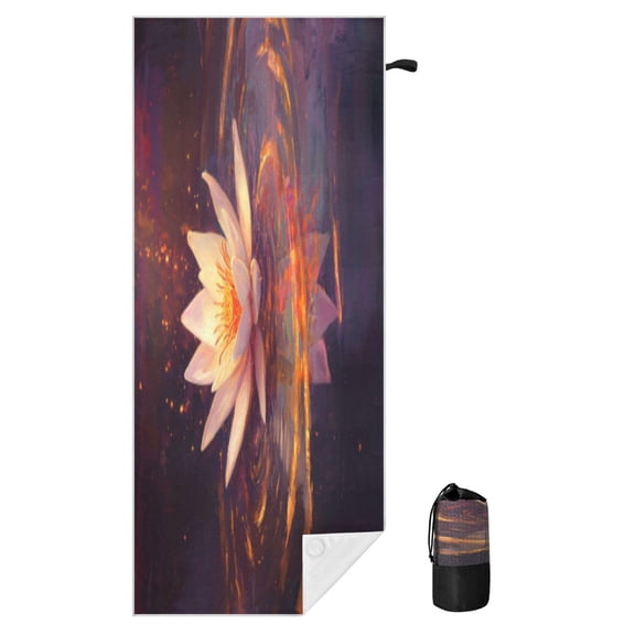 BZSMCE Soft Ethereal Bloom For Beach Towel with Wind-Resistant Magnetic Corners And Mesh Carry Bag