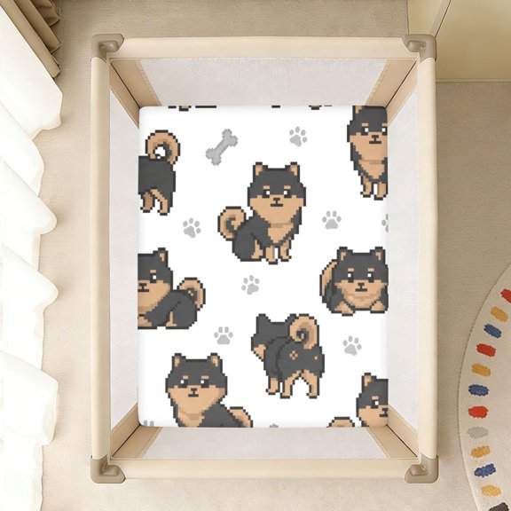 BZSMCE Soft Fitted Cotto Sheets In Black Pomeranian German Spitz Pattern
