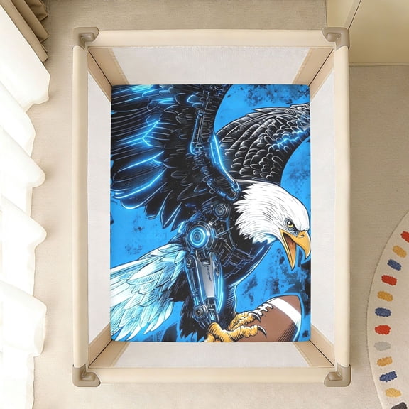 BZSMCE Soft Fitted Cotto Sheets In Blue Thunder Eagles Pattern