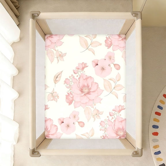 BZSMCE Soft Fitted Cotto Sheets In Blush Rose Floral Pattern
