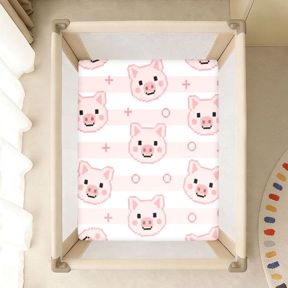 BZSMCE Soft Fitted Cotto Sheets In Cartoon Pig Pattern