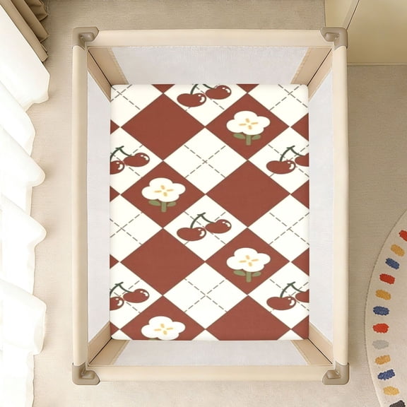 BZSMCE Soft Fitted Cotto Sheets In Cherry Argyle Pattern