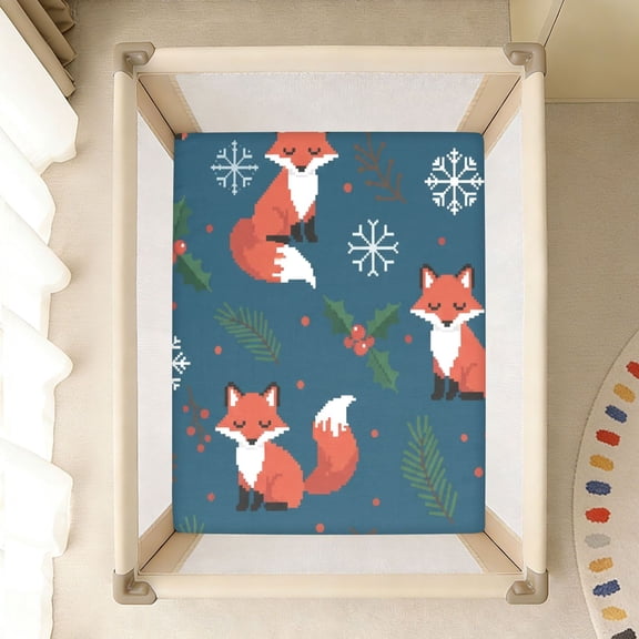 BZSMCE Soft Fitted Cotto Sheets In Christmas Fox Pattern