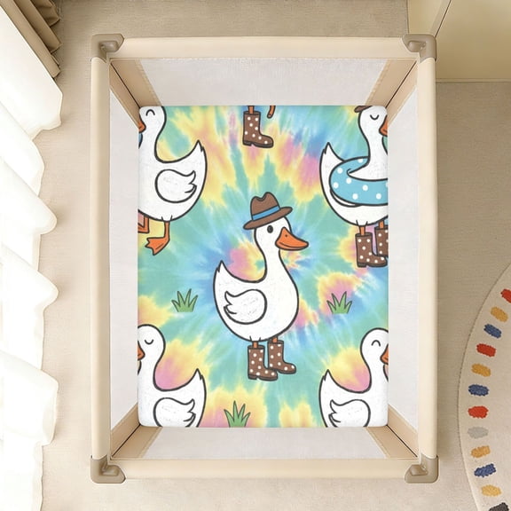 BZSMCE Soft Fitted Cotto Sheets In Cute Cartoon Duck on Meadow Pattern