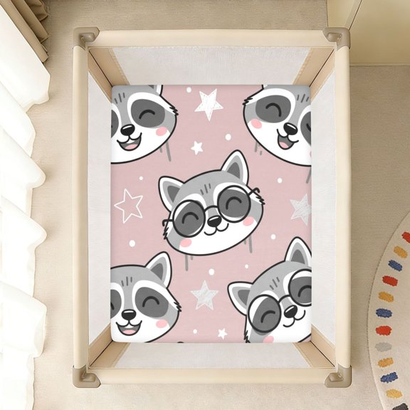 BZSMCE Soft Fitted Cotto Sheets In Cute Raccoon Pattern