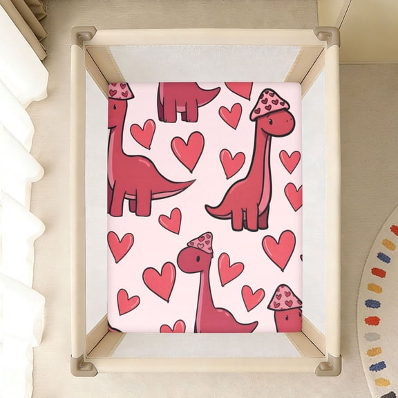 BZSMCE Soft Fitted Cotto Sheets In Dinosaur Hat Heart Pattern