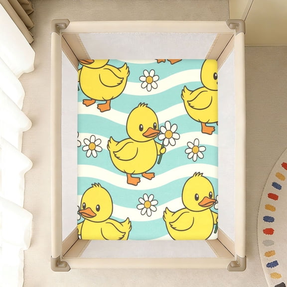 BZSMCE Soft Fitted Cotto Sheets In Ducks Stripes Daisy Flower Pattern
