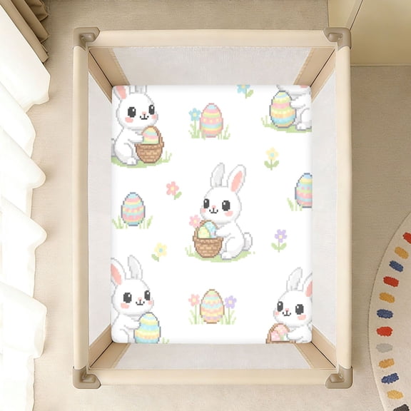 BZSMCE Soft Fitted Cotto Sheets In Easter Bunny Pattern