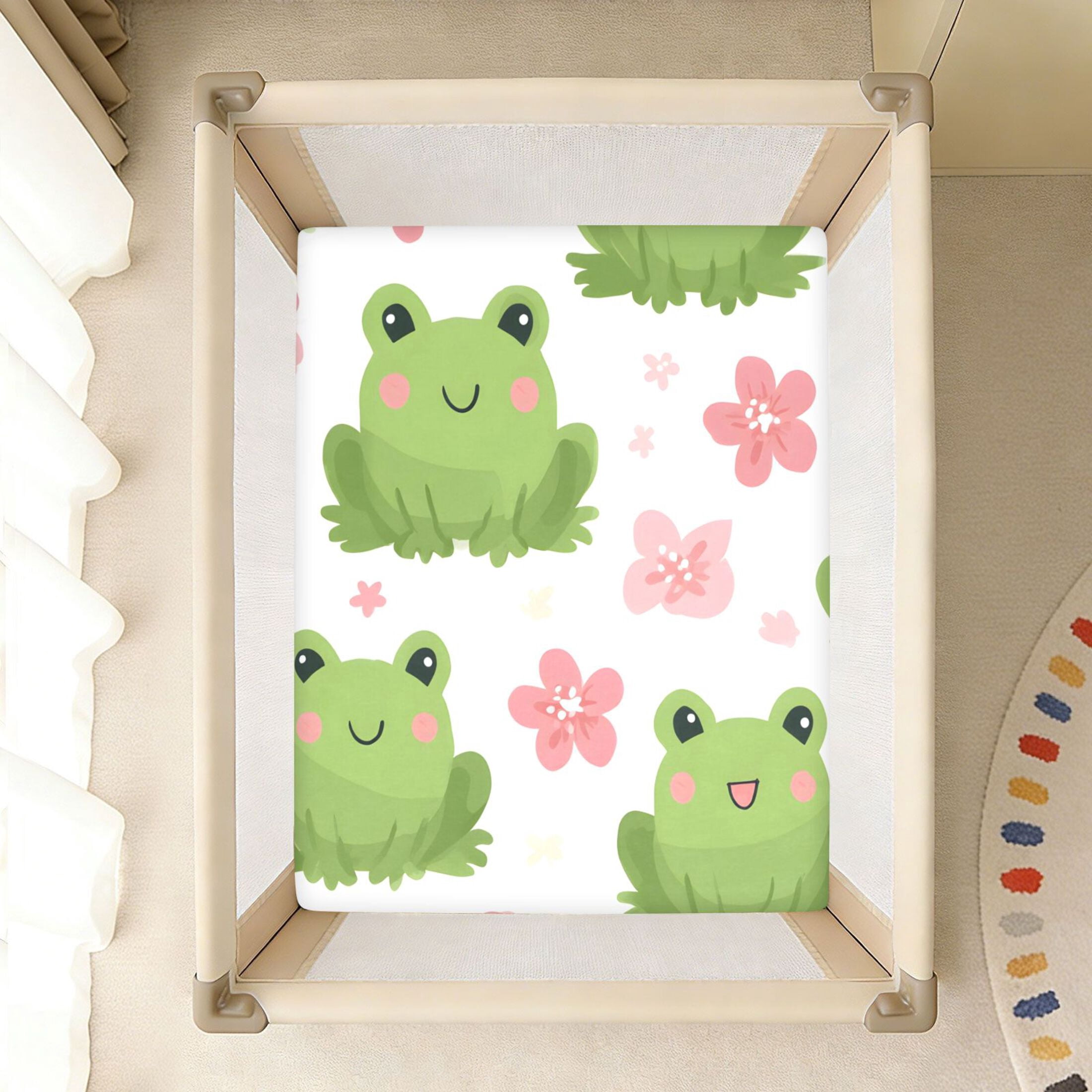 BZSMCE Soft Fitted Cotto Sheets In Frog Pink Flower Pattern Pattern ...
