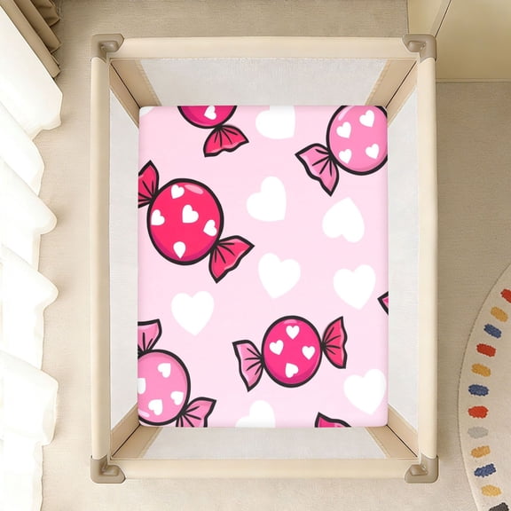 BZSMCE Soft Fitted Cotto Sheets In Heart Shaped Candy Pattern