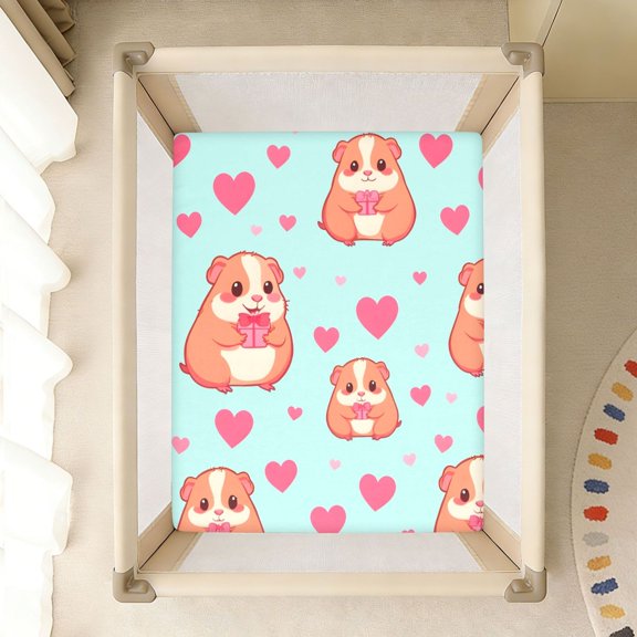BZSMCE Soft Fitted Cotto Sheets In Love Guinea Pig Pattern Pattern
