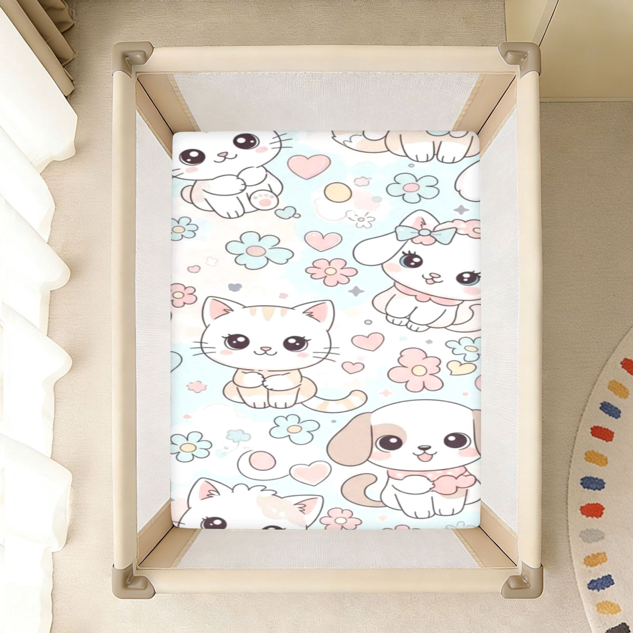 BZSMCE Soft Fitted Cotto Sheets In Pastel Pet Party Pattern - Walmart.com