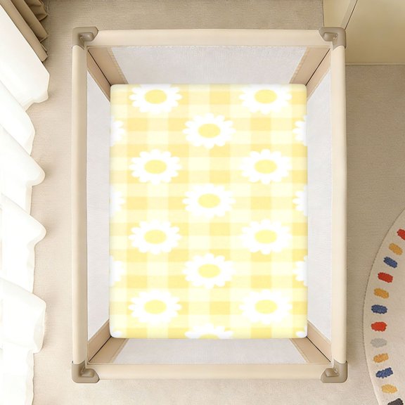 BZSMCE Soft Fitted Cotto Sheets In Sunny Daisy Check Pattern