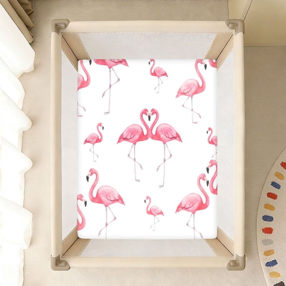BZSMCE Soft Fitted Cotto Sheets In Tropical Pink Flamingos Watercolor(1) Pattern