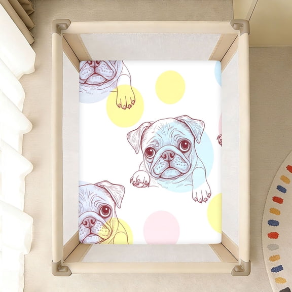 BZSMCE Soft Fitted Cotto Sheets for In Colored Polka Dot Pug Pattern Pattern