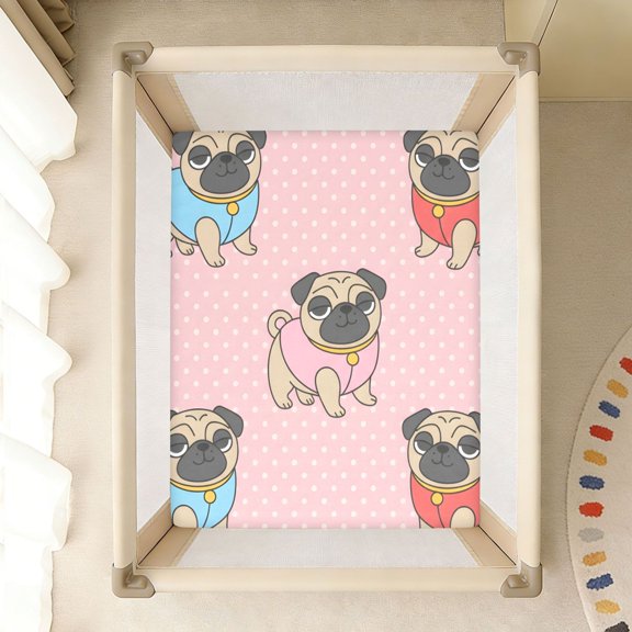 BZSMCE Soft Fitted Cotto Sheets for In Cute Cartoon Pug Pattern Pattern