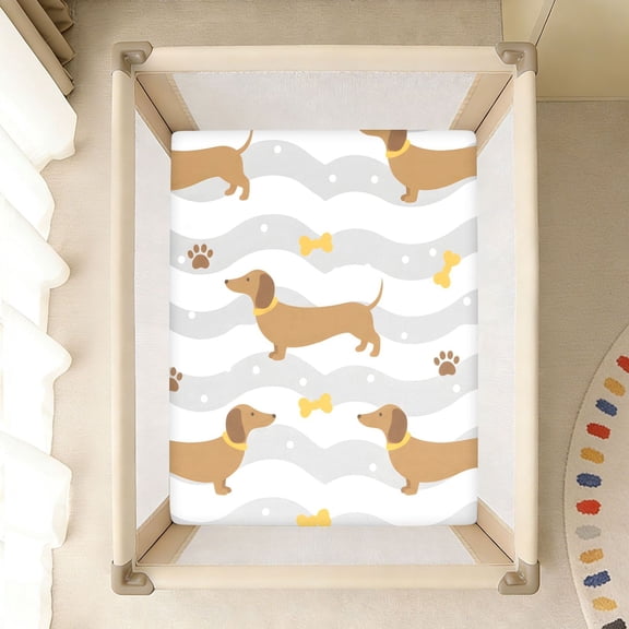 BZSMCE Soft Fitted Cotto Sheets for In Dachshund Bow Pattern