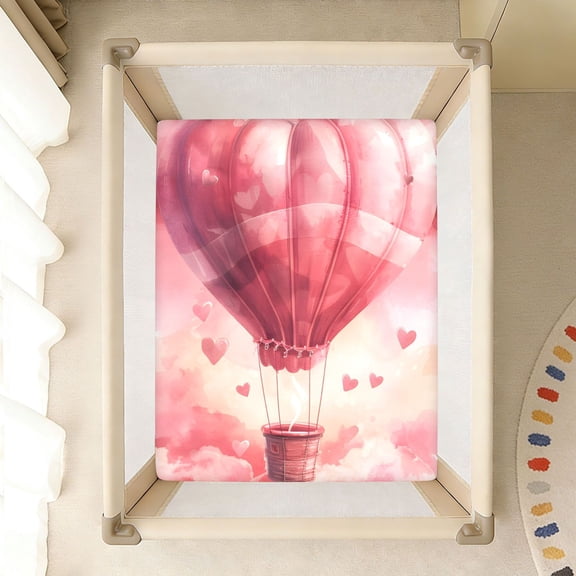 BZSMCE Soft Fitted Cotto Sheets for In Hot Air Balloon Heart Pattern