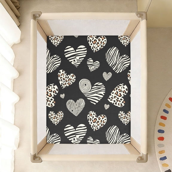 BZSMCE Soft Fitted Cotto Sheets for In Leopard Print Heart Pattern