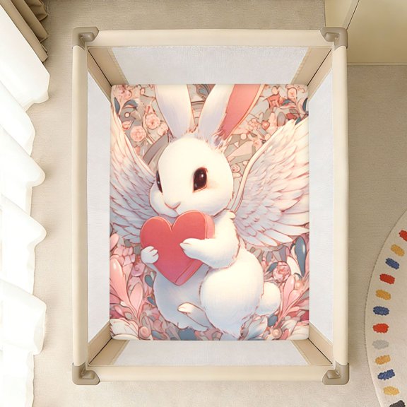 BZSMCE Soft Fitted Cotto Sheets for In Lunar Angel Bunny Pattern