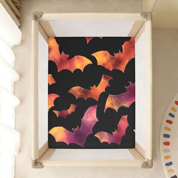 BZSMCE Soft Fitted Cotto Sheets for In Orange Bat Pattern Pattern