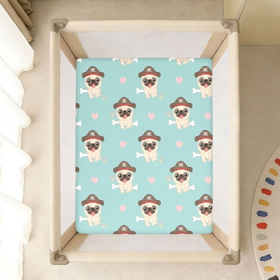BZSMCE Soft Fitted Cotto Sheets for In Pirate Pug Pattern Pattern