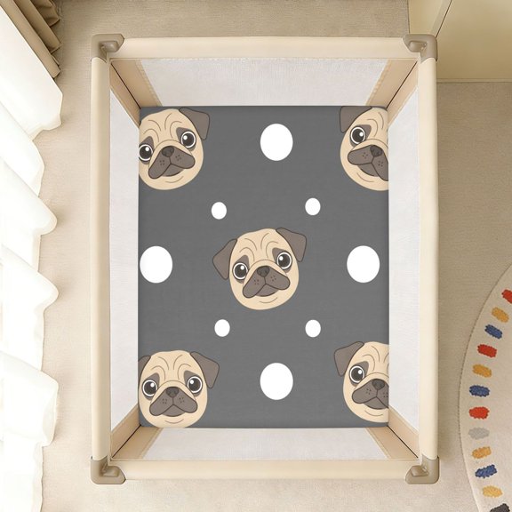 BZSMCE Soft Fitted Cotto Sheets for In Polka Dot Pug Head Pattern Pattern