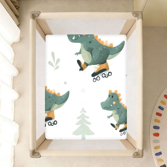 BZSMCE Soft Fitted Cotto Sheets for In Skating Dinosaur Pattern