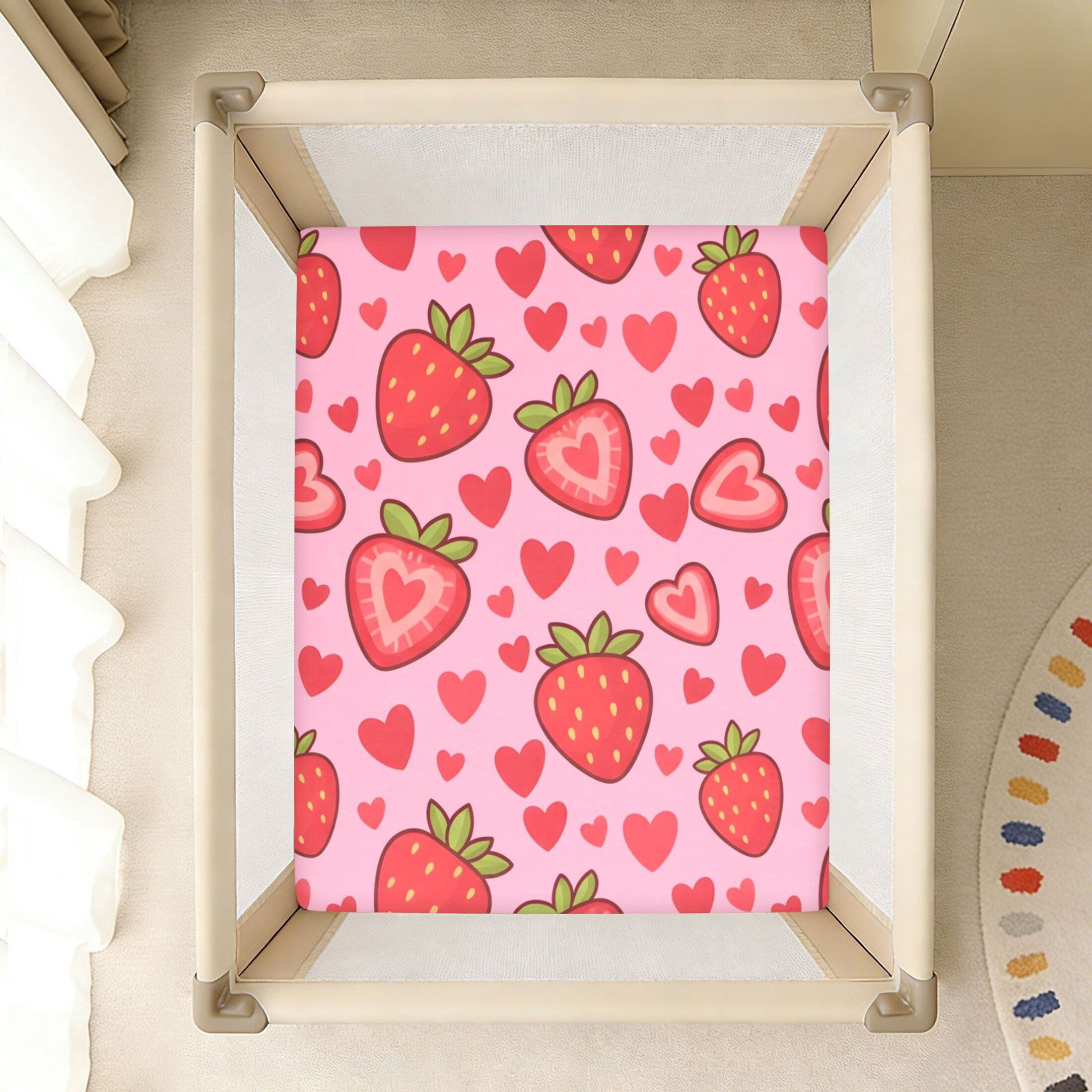 BZSMCE Soft Fitted Cotto Sheets for In Strawberry Heart Pattern Pattern ...