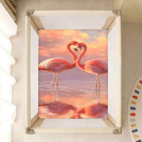 BZSMCE Soft Fitted Cotto Sheets for In Two Flamingos Pattern