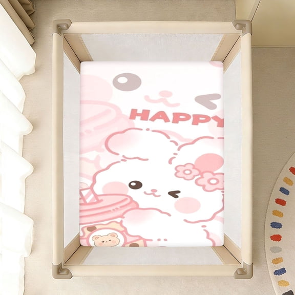 BZSMCE Soft Fitted Cotto for In Pink Bunny Pattern 39*27/52*28in