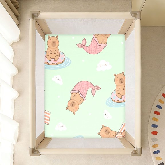 BZSMCE Soft Fitted Cotto for In Summer Capybara Cloud Doughnut Pattern 39*27/52*28in