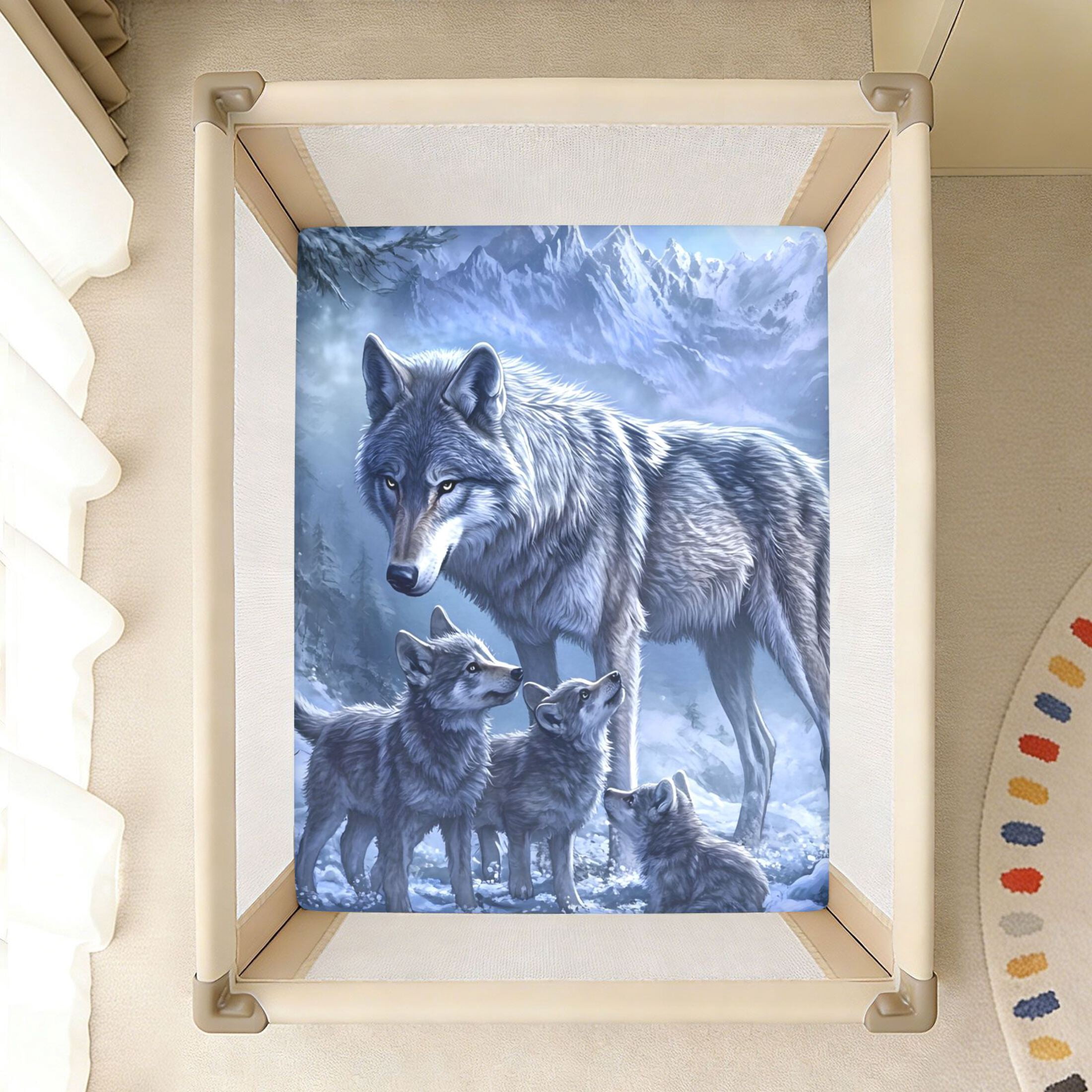 BZSMCE Soft Fitted Cotton Sheets In Beautiful Gray Wolf Pattern 39*27 ...
