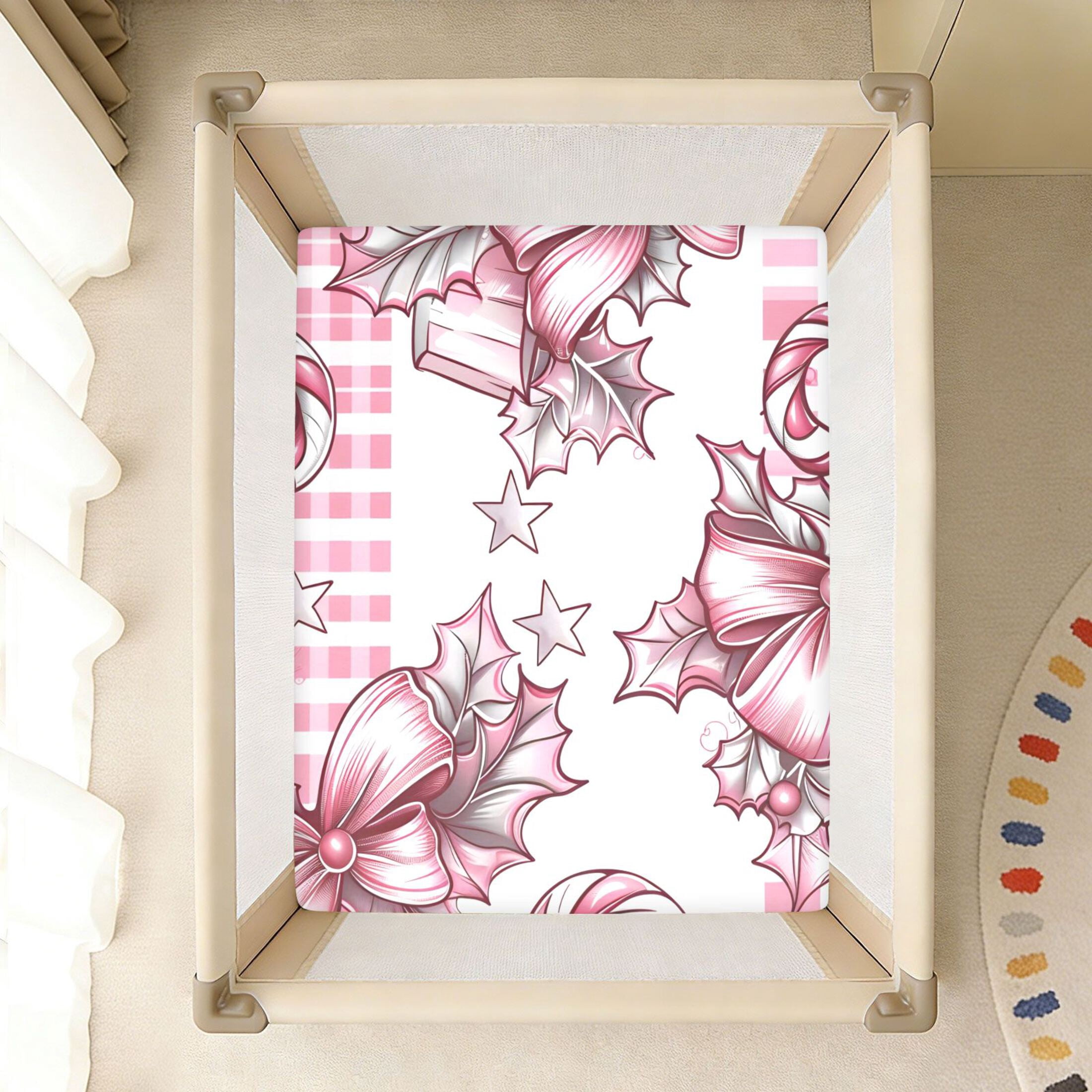 BZSMCE Soft Fitted Cotton Sheets In Bow Candy Plaid Pattern 39*27/52 ...